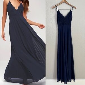 NWOT Madalyn Navy Blue Lace Maxi Dress